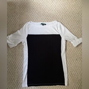 Ralph Lauren Black and White Colorblock Top